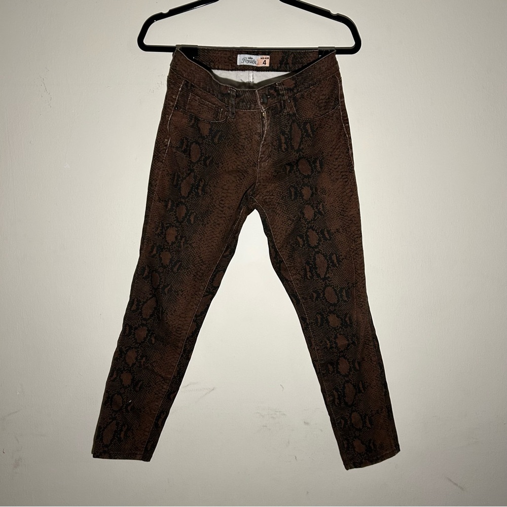 Dark brown snake print mid rise jeans